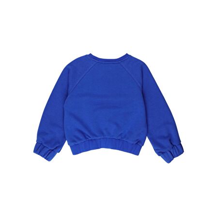 Panço Kız Çocuk Deri ve Kuş Gözü Detaylı Sweatshirt Saks