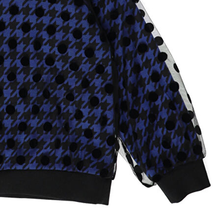 Panço Kız Çocuk Puantiyeli Tül Detaylı Kapüşonlu Sweatshirt Siyah