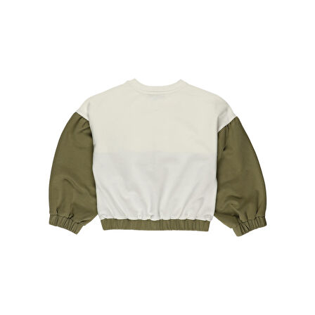 Panço Kız Çocuk Pul Nakış Detaylı Sweatshirt Haki