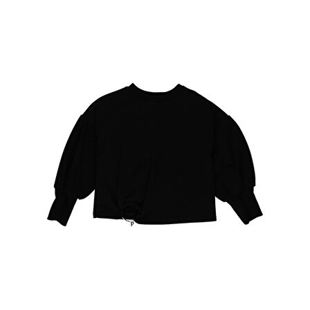 Panço Kız Çocuk Aksesuar Detaylı Sweatshirt Siyah