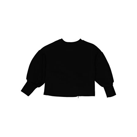 Panço Kız Çocuk Aksesuar Detaylı Sweatshirt Siyah