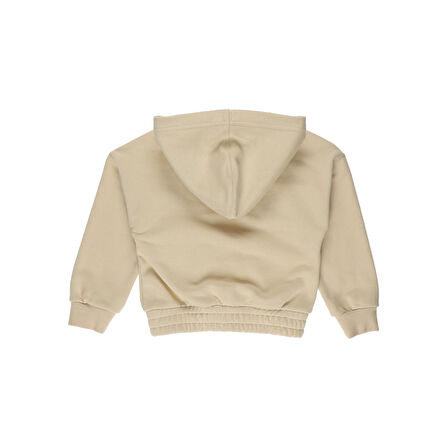 Panço Kız Çocuk Baskı Detaylı Kapüşonlu Sweatshirt Bej