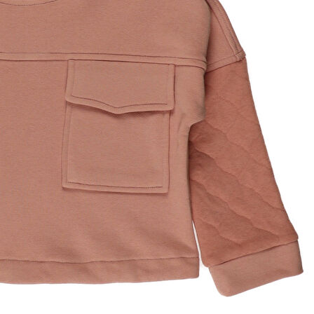 Panço Kız Çocuk Çift Cep Detaylı Sweatshirt Somon