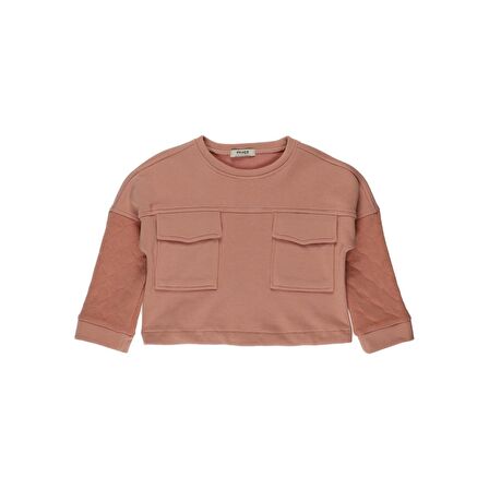 Panço Kız Çocuk Çift Cep Detaylı Sweatshirt Somon