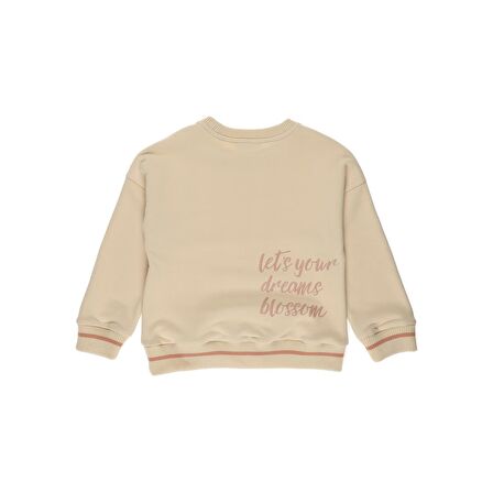 Panço Kız Çocuk Arkası Baskı Detaylı Sweatshirt Bej