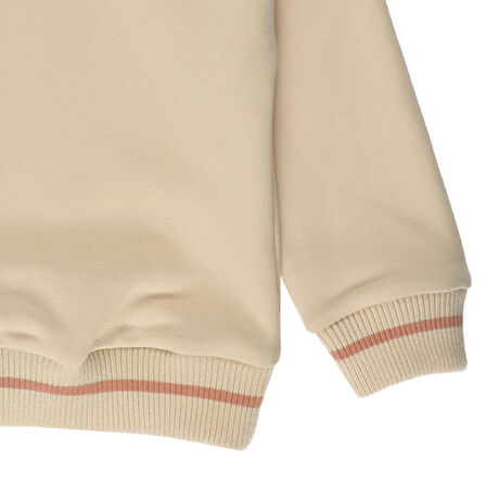 Panço Kız Çocuk Arkası Baskı Detaylı Sweatshirt Bej