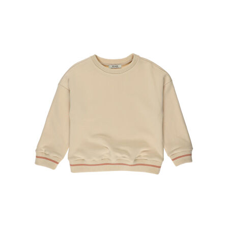 Panço Kız Çocuk Arkası Baskı Detaylı Sweatshirt Bej