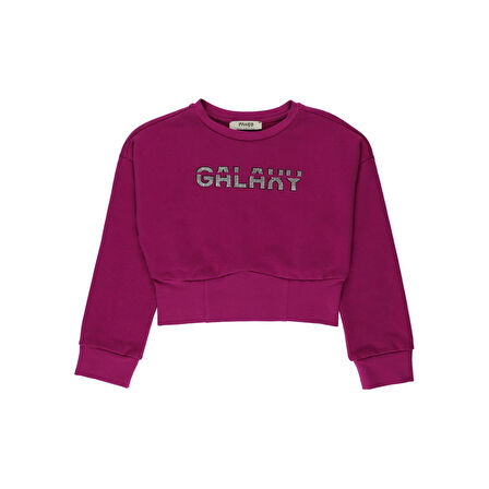 Panço Kız Çocuk Parlak Baskı Detaylı Sweatshirt Fuşya
