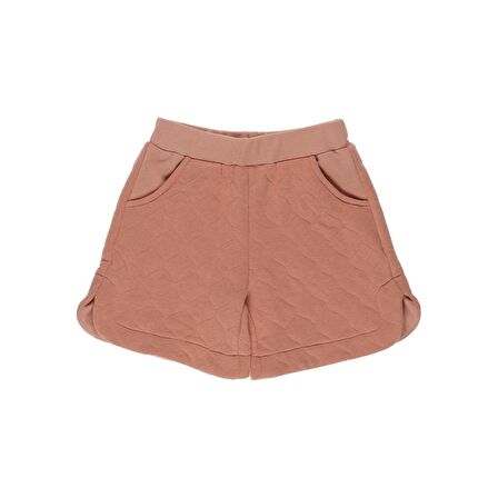 Panço Kız Çocuk Beli Lastikli Kapitone Örme Şort Somon