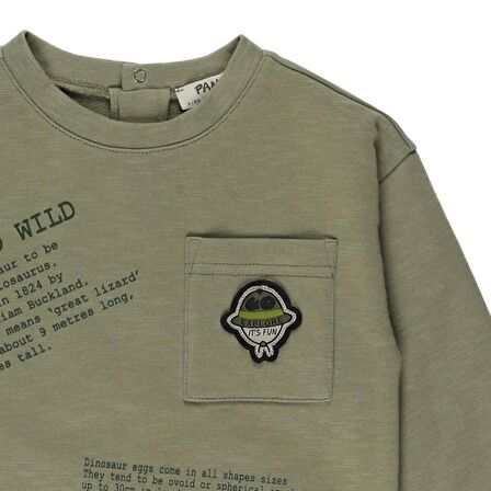 Panço Erkek Çocuk Bisiklet Yakalı Sweatshirt Yeşil