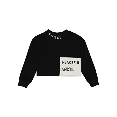 Panço Kız Çocuk Nakış Detaylı Sweatshirt Siyah