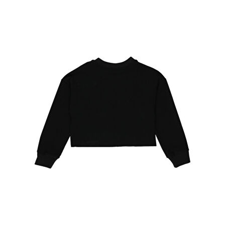 Panço Kız Çocuk Nakış Detaylı Sweatshirt Siyah