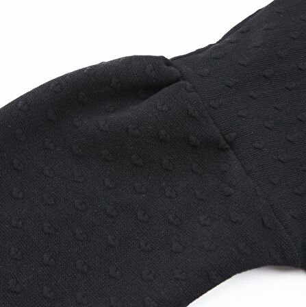 Panço Kız Çocuk Kalp Dokulu Sweatshirt Siyah
