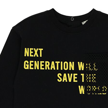 Panço Erkek Çocuk Baskılı T-Shirt Siyah