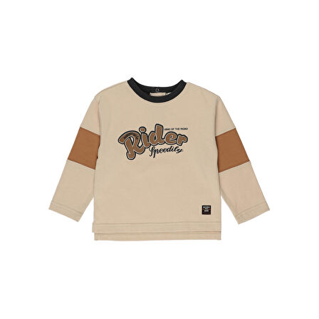 Panço Erkek Çocuk Baskılı T-Shirt Bej