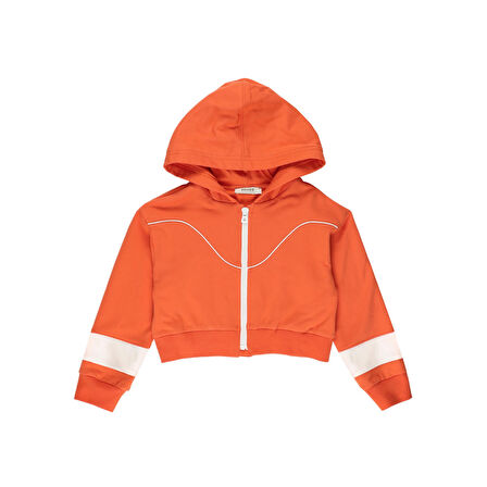 Panço Kız Çocuk Fermuarlı Sweatshirt Oranj