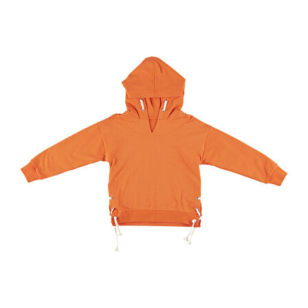 Panço Kız Çocuk Kapüşonlu Sweatshirt Oranj