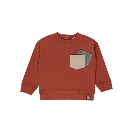 Panço Erkek Çocuk Cepli Sweatshirt Kiremit