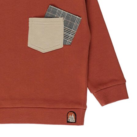 Panço Erkek Çocuk Cepli Sweatshirt Kiremit