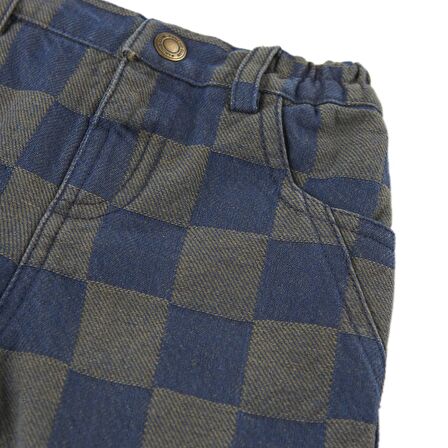 Panço Erkek Çocuk Kareli Denim Pantolon Lacivert