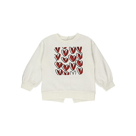 Panço Kız Çocuk Baskılı Sweatshirt Kiremit