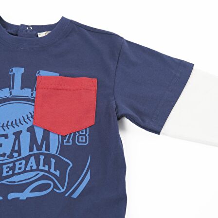 Panço Erkek Çocuk Baskılı T-Shirt Lacivert