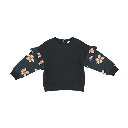 Panço Kız Çocuk Baskılı Sweatshirt Siyah