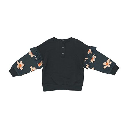 Panço Kız Çocuk Baskılı Sweatshirt Siyah