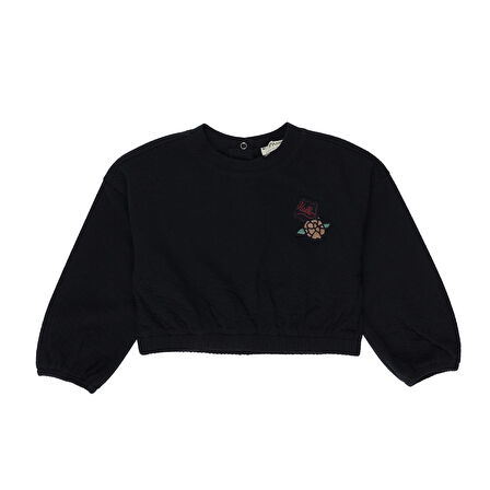 Panço Kız Çocuk Crop Sweatshirt Lacivert