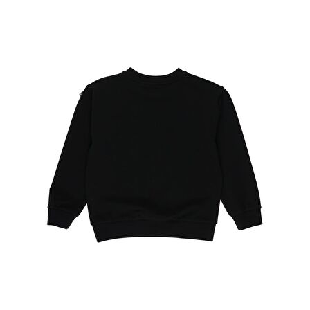 Panço Kız Çocuk Fırfırlı Sweatshirt Siyah