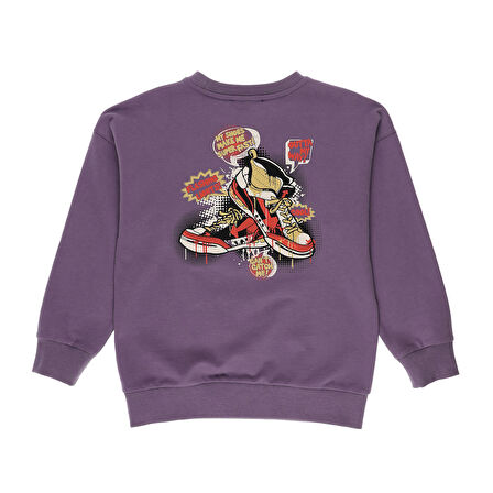 Panço Erkek Çocuk Baskılı Sweatshirt Mor