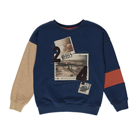 Panço Erkek Çocuk Renkli Sweatshirt Lacivert
