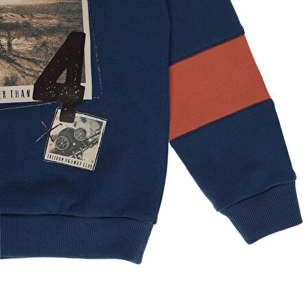 Panço Erkek Çocuk Renkli Sweatshirt Lacivert