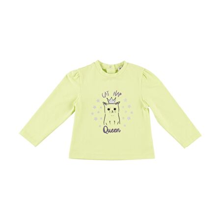 Panço Kız Çocuk Baskılı Uzun Kollu T-Shirt Yeşil