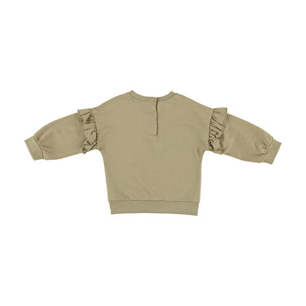Panço Kız Çocuk Fırfır Detaylı Sweatshirt Ekru