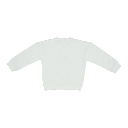 Panço Kız Çocuk Baskı Detaylı Sweatshirt Ekru