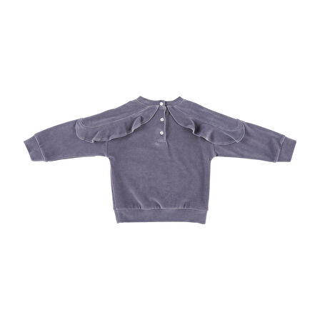 Panço Kız Çocuk Fırfır Detaylı Sweatshirt Mor