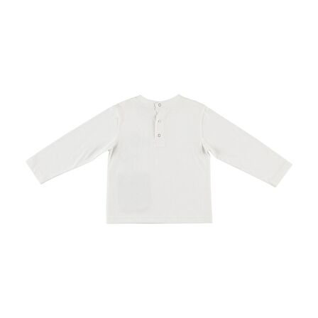 Panço Erkek Çocuk Ekose Cepli Uzun Kollu T-Shirt Ekru