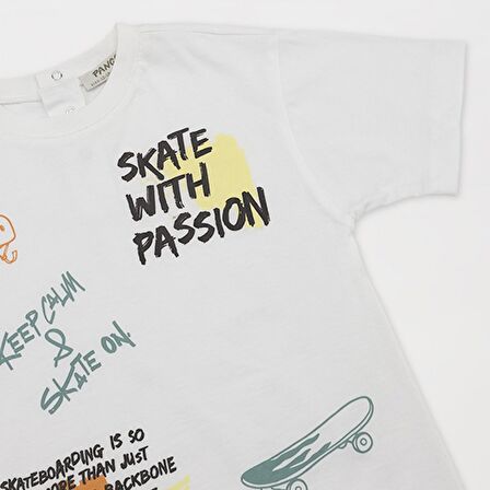 Panço Erkek Çocuk Baskılı T-Shirt Beyaz