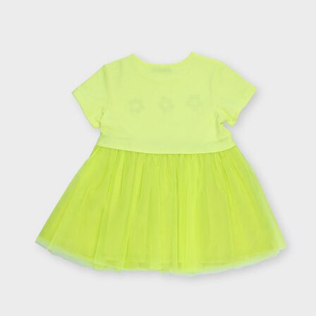 Panço Kız Çocuk  Baskı Detaylı Örme Elbise Sarı