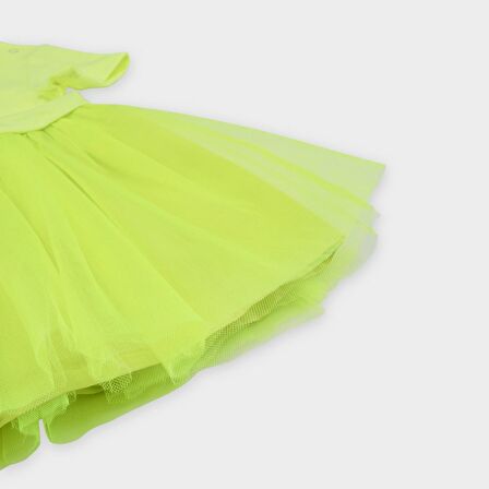 Panço Kız Çocuk  Baskı Detaylı Örme Elbise Sarı