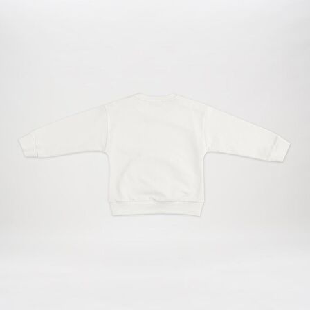 Kız Çocuk Baskı Detaylı Sweatshirt Ekru