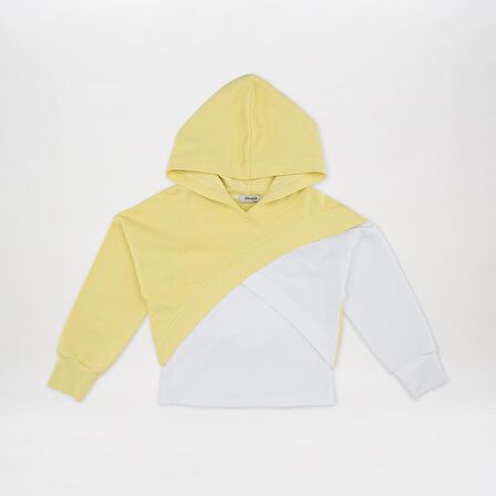 Panço Kız Çocuk Asimetrik  Sweatshirt Sarı