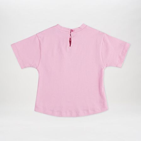 Kız Çocuk Cebi Fırfır Detaylı T-Shirt Beyaz