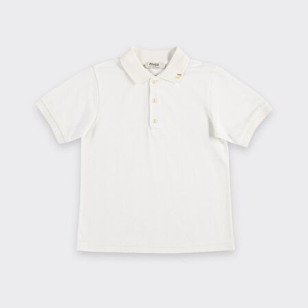 Panço Erkek Çocuk Yakası Dikiş Detaylı T-Shirt Ekru