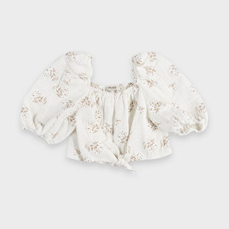 Kız Çocuk Çıtır Desenli Bluz Ekru