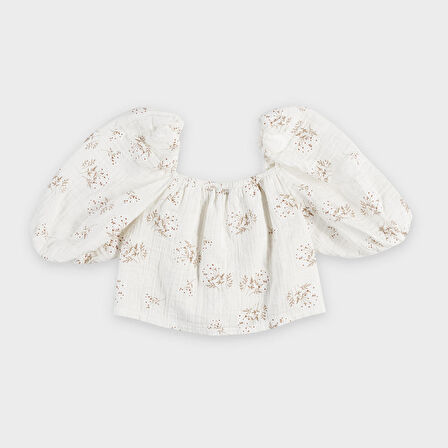 Kız Çocuk Çıtır Desenli Bluz Ekru