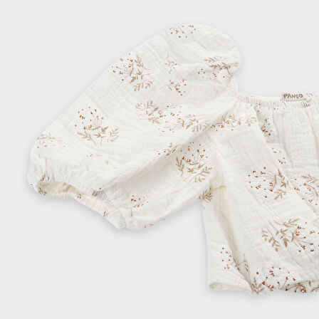 Kız Çocuk Çıtır Desenli Bluz Ekru