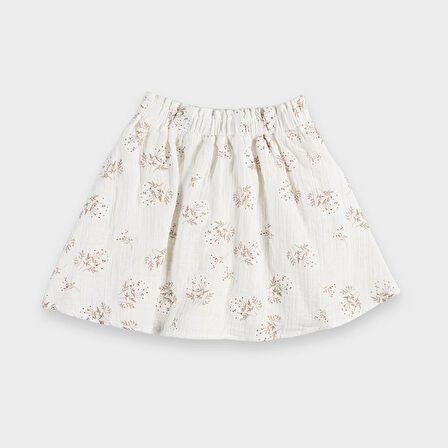 Kız Çocuk Çıtır Desenli Etek Ekru