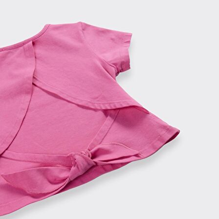 Kız Çocuk Arkası Pencere Detaylı T-Shirt Yeşil